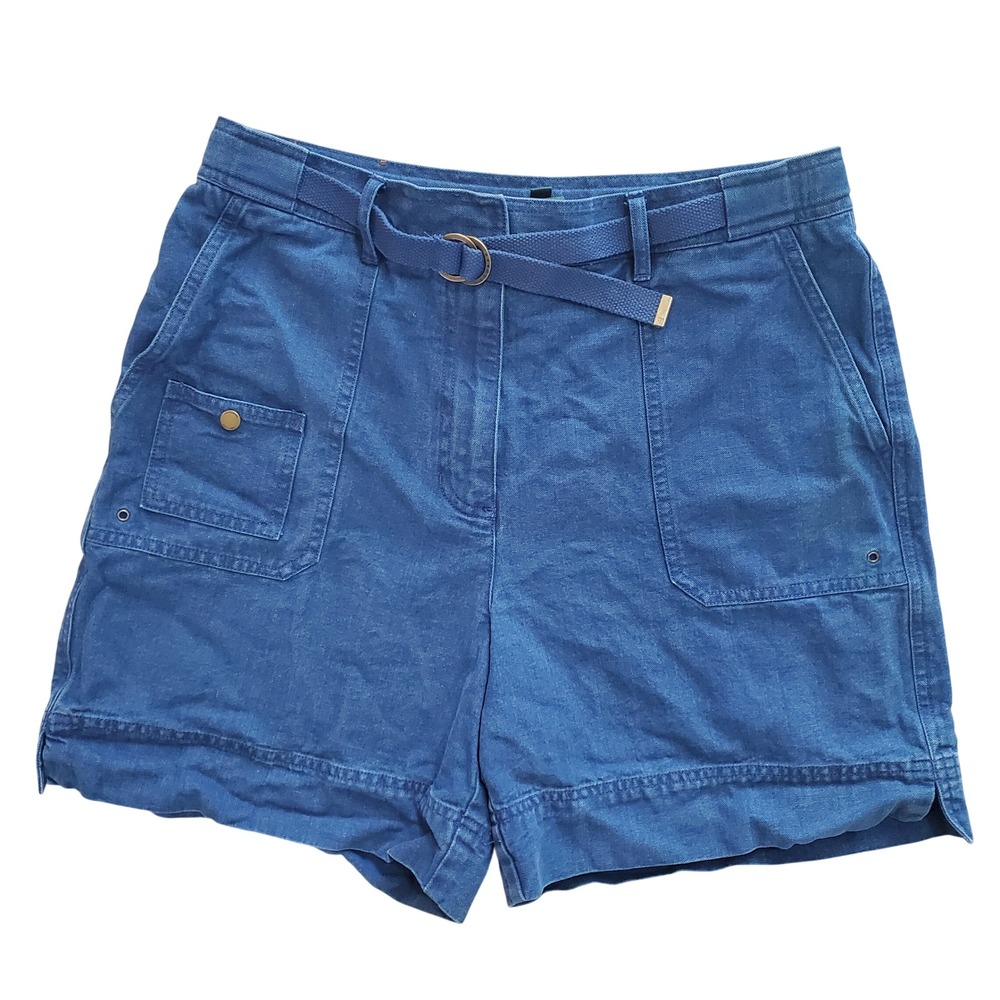 Lauren Ralph Lauren Tahiti Highlights Blue Cotton Belted Utility Shorts 12P